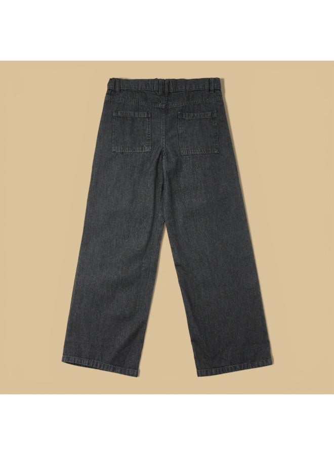 MARWAN Girls Denim Baggy Long Pants Wide Leg with Adjustable Waistband - Image 2